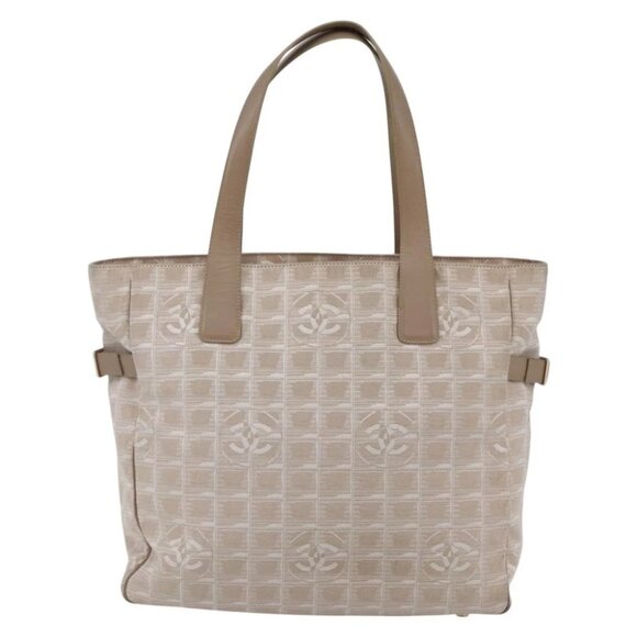 CHANEL New Travel Line Tote Bag Nylon Beige Gold CC - Picture 3 of 16